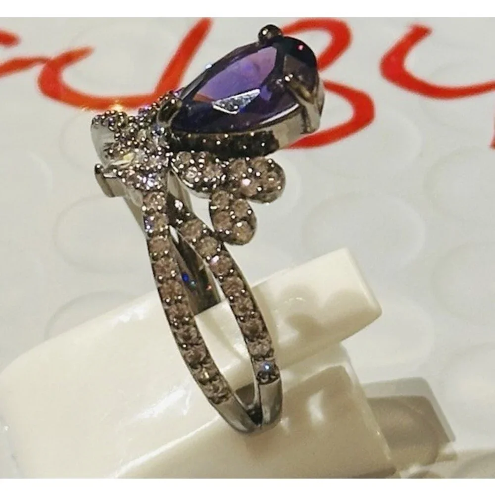 Bomb Party REIGN Madness & Mischief Ring Size 8 Dark Violet CZ RBP7632 NIB